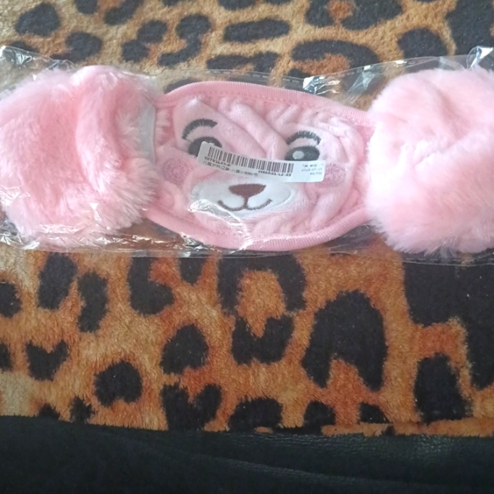 Pink Faux Fur Children's Face Mask